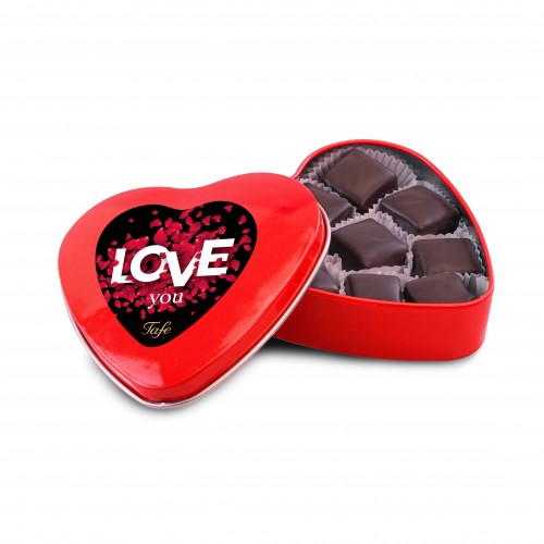 Çikolata Kaplı Nane Aromalı Lokum  Kalp Teneke Kutusu 70g 