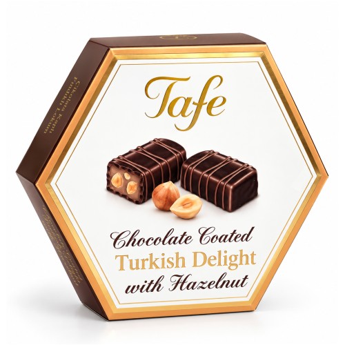 Altıgen Kutu Çikolata Kaplı Fındıklı Lokum 175g Altıgen Kutu Çikolata Kaplı Fındıklı Lokum 175g