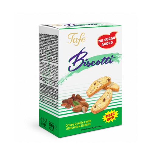 Biscotti Badem ve Üzümlü Bol Lifli Şeker İlavesiz Kıtır Kurabiye 120g Biscotti Badem ve Üzümlü Bol Lifli Şeker İlavesiz Kıtır Kurabiye 120g