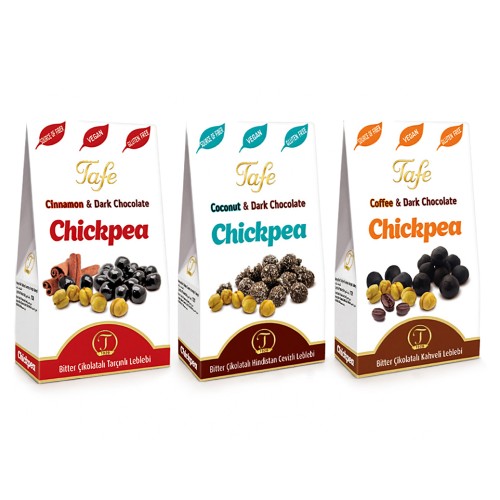Chickpea Bitter Çikolatalı Tarçınlı - Hindistan Cevizli ve Kahveli Leblebi Draje 80g Chickpea Bitter Çikolatalı Tarçınlı - Hindistan Cevizli ve Kahveli Leblebi Draje 80g