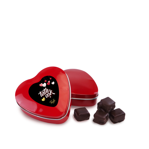 Çikolata Kaplı Nane Aromalı Lokum  Kalp Teneke Kutusu 70 gr 